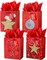 4 Pack 9" Medium Size Gift Bags Assorted Christmas gift bags with Tissue Paper for Christmas Party Supplies Decor, Wrapping Holiday Gifts-7" X 4" X 9"